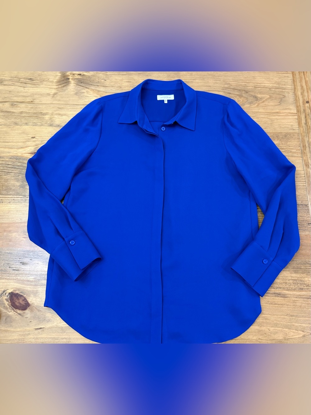 Lafayette 148 Scottie Silk Georgette Long Sleeve Button Blouse